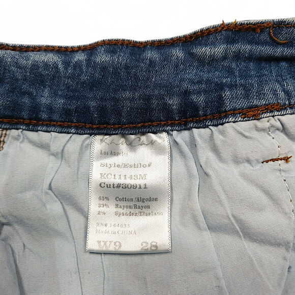 EUC Kancan High Rise Denim Shorts Sz. 28 Blue Distressed Frayed Hem Y2K Festival - Picture 5 of 8